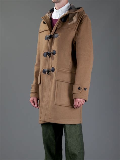 burberry brown duffle coat men's